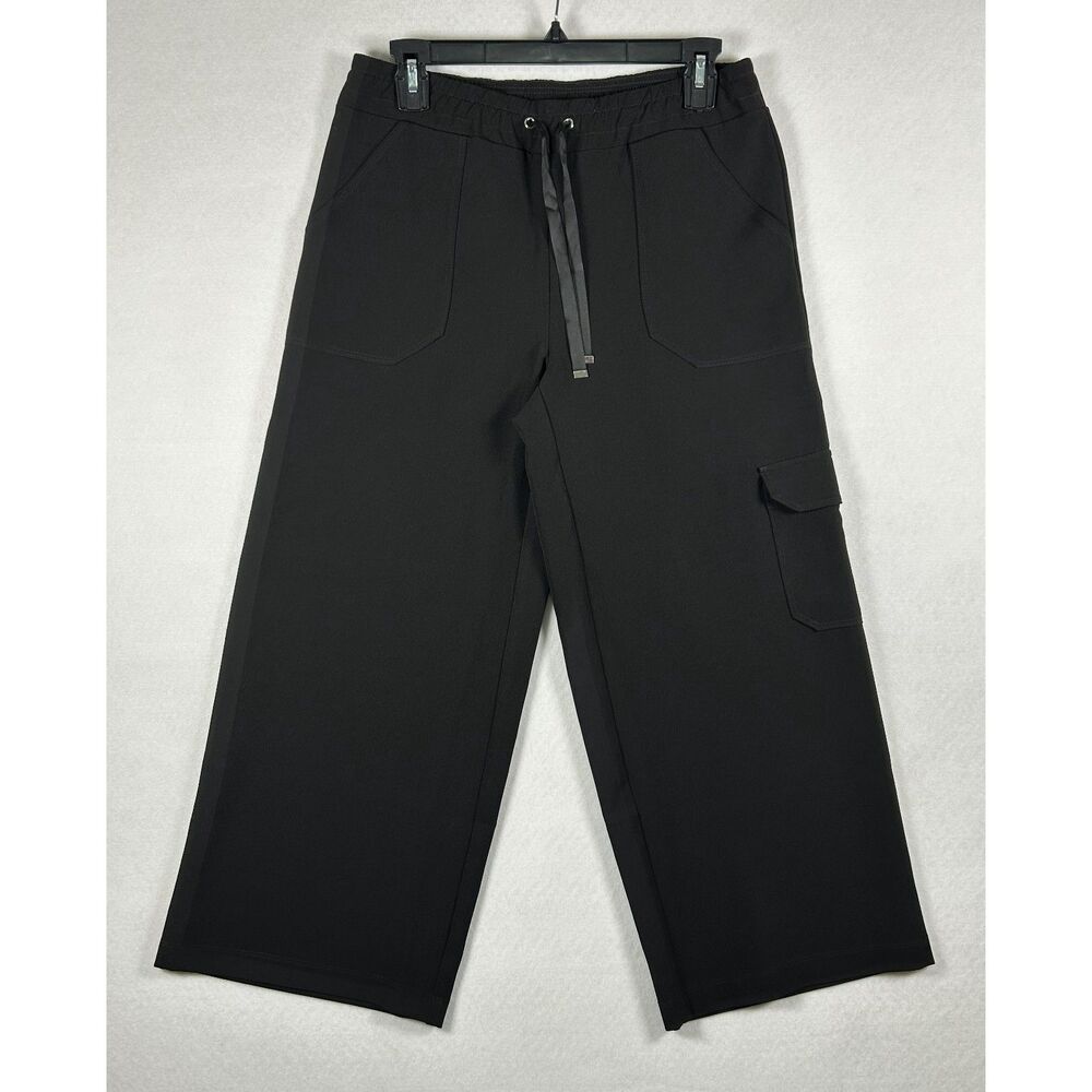 Weekends by Chico's Black Drawcord Cargo Crop Pants Size 0 S NWT MSRP $89.50